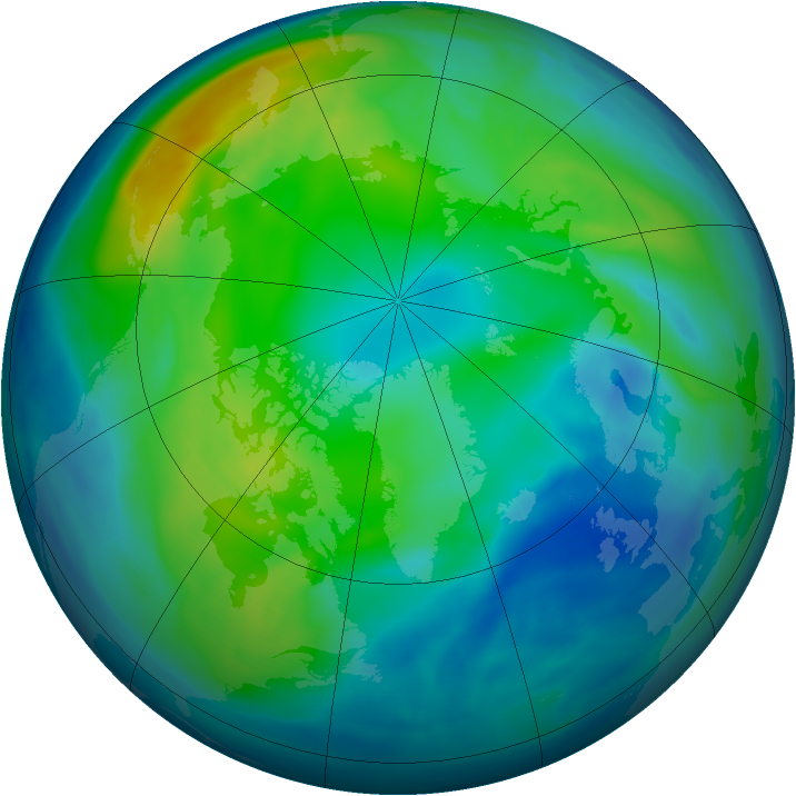 Arctic ozone map for 07 November 2007